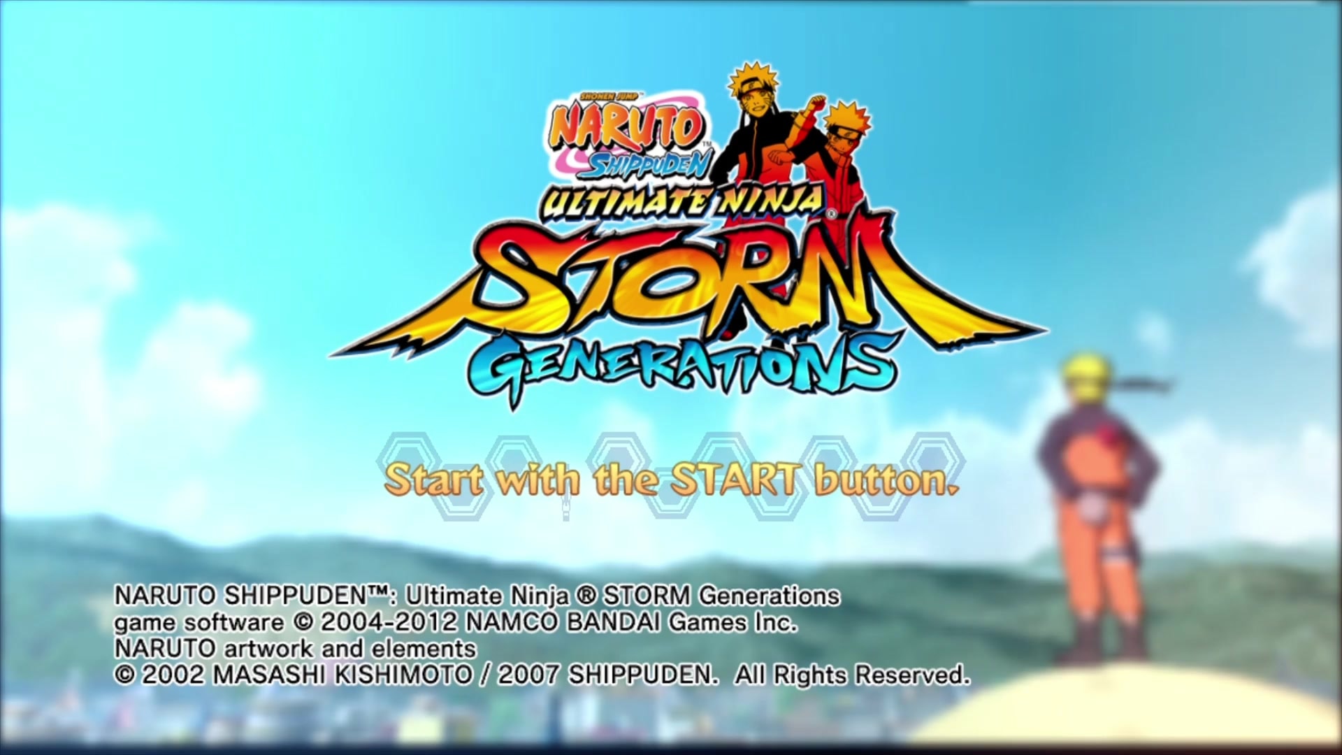 Naruto Shippuden Ultimate Ninja Storm Generations title screen for Xbox 360